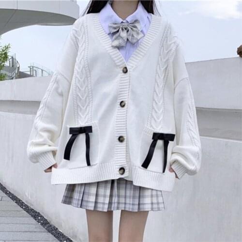 Japanese College Style JK Sweater Womens Autumn Winter Loose Outer Wear Sweater Knitted Cardigan Coat 2021 New school sweater