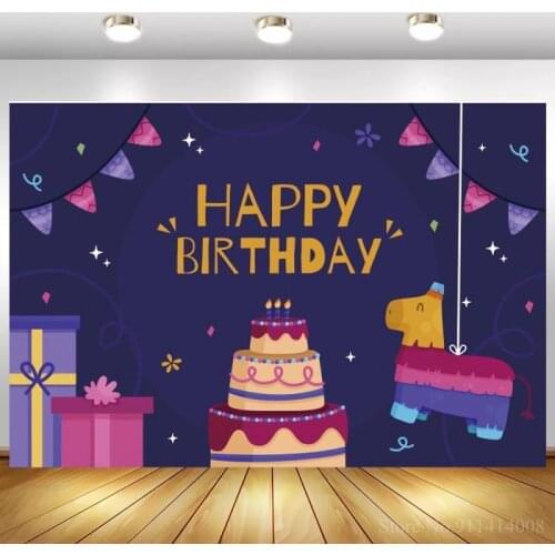 Dark Purple Gift Box Horse Toy Cake Decoration 1st 2nd 3rd Birthday Party Backdrops Photography Newborn Baby Photo Background