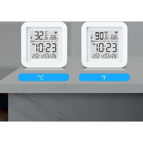 Digital LCD Indoor Thermometer Hygrometer Connect To 2.4GHz WiFi For Bluetooth Accurate Humidity Monitor Remote Monitor