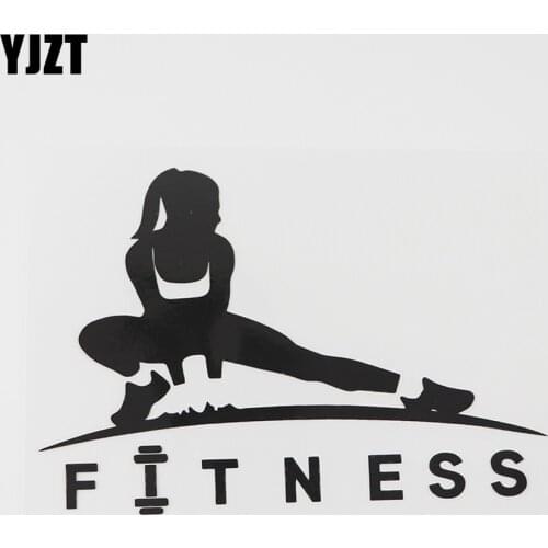 YJZT 14.6CMX10CM Gym Waterproof Art Decor FITNESS Decal Vinyl Car Sticker Black/Silver 8A-0702