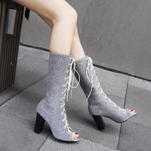 Big Size ladies high heels women shoes woman pumps Fish-billed womens shoes with thick heels and zippers