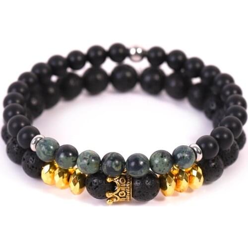 Distance Bracelet For Women Couples Bracelet Classic 6mm Natural Black Matte Blue Turquoises Beaded Stone Bracelets Men Jewelry