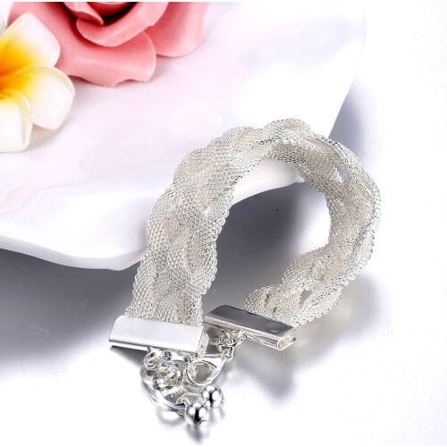 925 Sterling Silver Weave Fashion Bracelets For Women Charm Bangles Wedding Vintage Luxury Fine Jewelry Female 2021 GaaBou