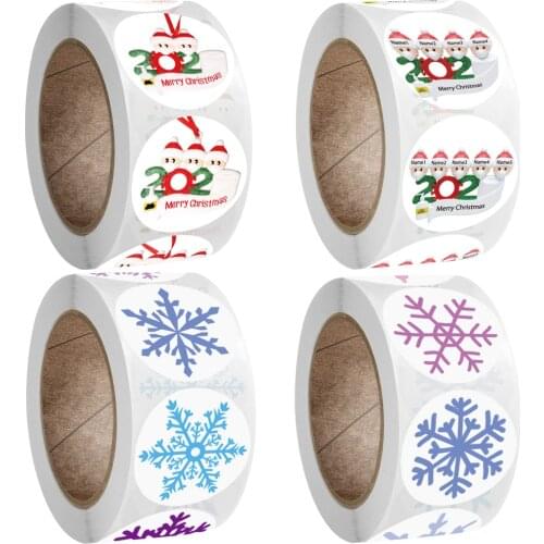 1 Roll Toilet Paper Cartoon Santa with Mask Design 2020 Merry Christmas Snowflake Stickers for Envelope Gift Card Package Kidtoy