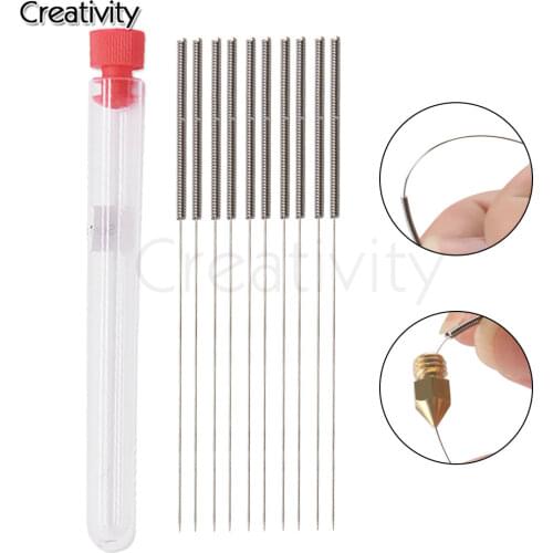 Creativity 10PCS Stainless Steel Cleaning Needle 0.2mm 0.25mm 0.3mm 0.35mm 0.4mm Part Drill For V6 Nozzle 3D Printers Parts