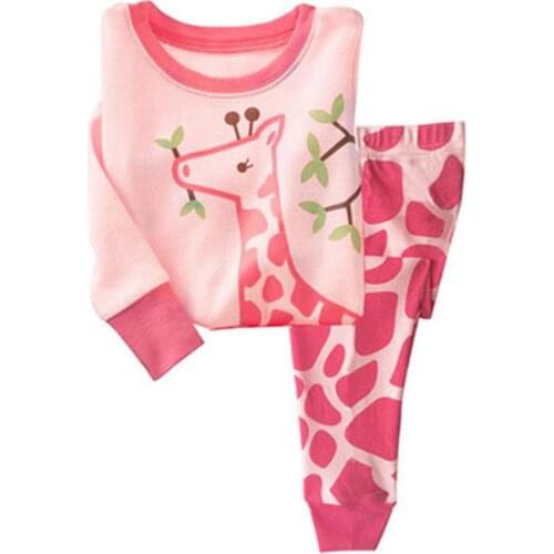 New Fashion Giraffe Kids Pajamas Sets Baby Girl Clothes Pijamas Boys Cartoon Long Sleeve T-Shirt+Pants 2pcs Home Suits