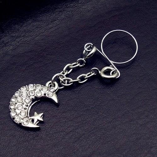 2pcs Sexy Non pierced Clip On Nipple Ring Jewelry Fake Nipple Shield moon star Dangle Adjustable Body Jewelry