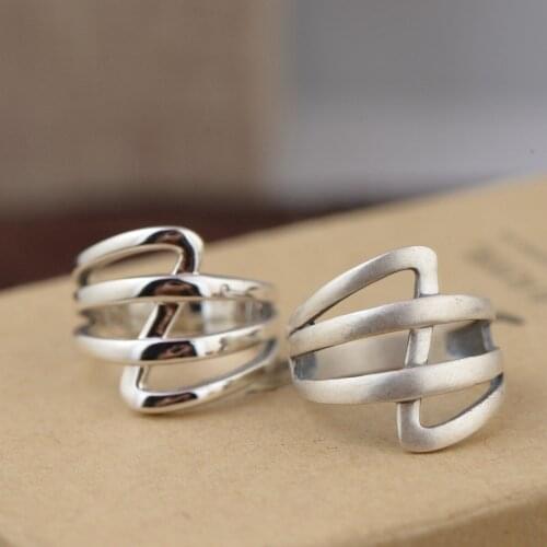 2018 Hot Sale Jewelry Line S925 Pure Silver Contracted Modelling Individuality Exquisite Unique Ring For Women New Gift