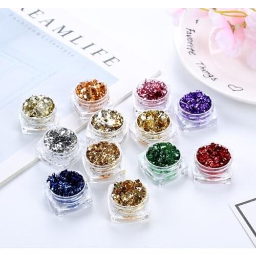 3ml/Box Imitation Gold Sliver Foil Crystal Epoxy Gold Leaf DIY Scrapbook Crafts Art Decoration Nail Flake Jewelry Making