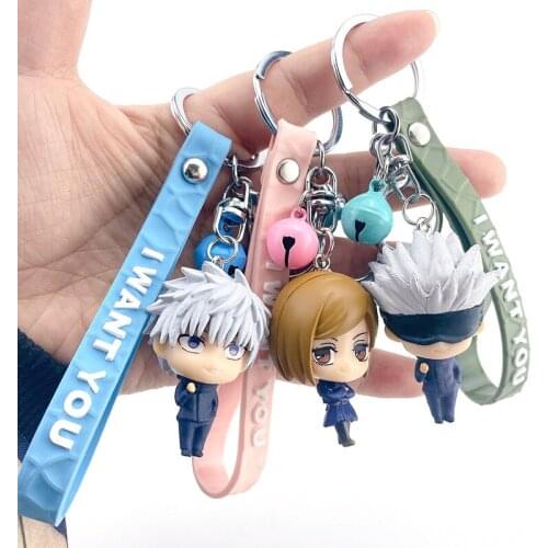 5 Pcs Jujutsu Kaisen Yuji Itadori Keychain Fushiguro Megumi Cosplay Keyring Anime PVC Figure Model Jewelry Fans Gift Decor