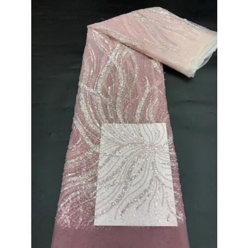 African Lace Fabric High Quality Lace Embroidered with beads and sequins SYJ-4686811 Tulle French Lace Fabric For Nigerian