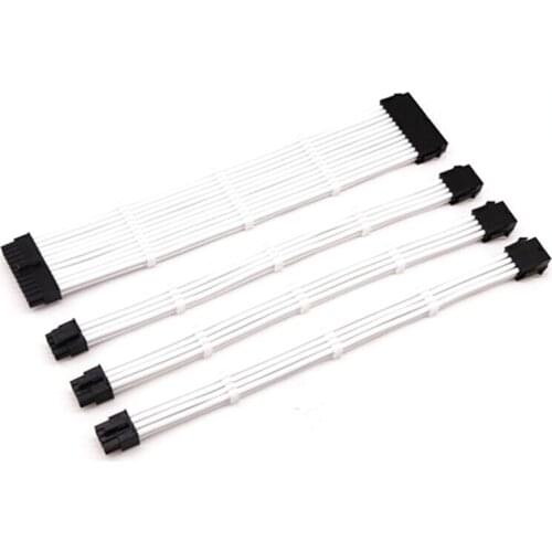 Basic Extension Cable Kit,Female to Male 18AWG Sleeved PSU Extension Power Cord/Cable Kits 1X ATX 24P CPU 8P 2X PCI-E 8P