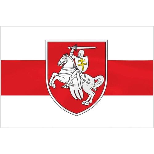 Belarus Original White-Red-White Flag with Knight Emblem 3x5 ft (90x150cm)