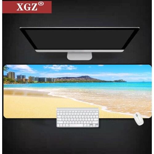 Xgz Beach Blue Sky Big Mouse Pad Game Console Accessories Lock Side Table Mat XXL Keyboard PC Pad CSGO Non-slip Rubber 40X90cm