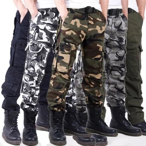 ICPANS Mens Cargo Pant Baggy Casual Tactical Pant Men Multi Pocket Military Overall Male Long Trousers Army Camouflage Big Size