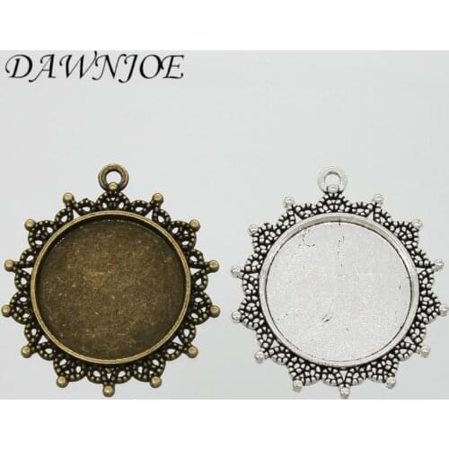 DAWNJOE 5/10pcs Sun Lace Gemstone tray base Cabochon Tray BaseDIY Making Necklace Charm Pendant Jewelry Finding