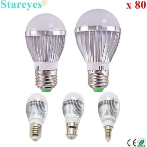 FedEX Free shipping 80 pcs Dimmable Bubble Ball Bulb AC85-265V 5W 4W 3W E14 E27 B22 GU10 High power LED Globe lamp Bulb light