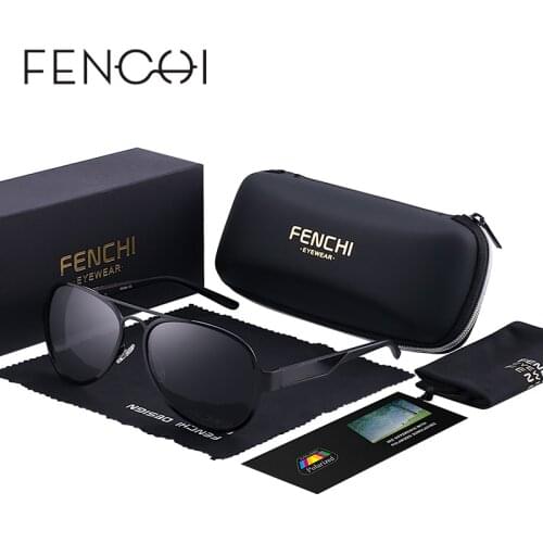 FENCHI Polarized Sunglasses Men Women Brand Designer Fashion Metal Sun Glasses Night Vision Pilot High Quality zonnebril heren