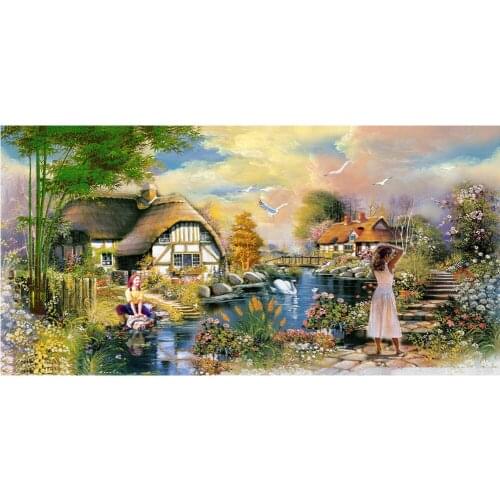 Diy diamond Embroidery house Full diamond Painting landscape 100*50cm for the bedroom 5d Square diamond mosaic icon