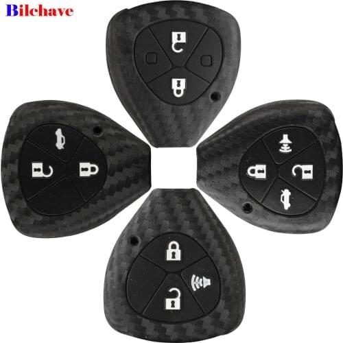 Bilchave 2/3/4 Button For Toyota Corolla Camry Reiz RAV4 Crown Avalon Venza Matrix Blank Fob Silicone Cover Car Key Carbon Case