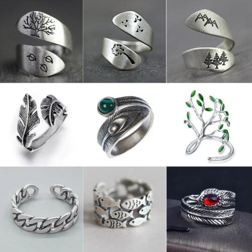 New Green Withered Leaf Branch Rings for Women Open Adjustable Finger Rings Lovely Jewelry Vintage Vine Leaf Ring anillos Z3J734