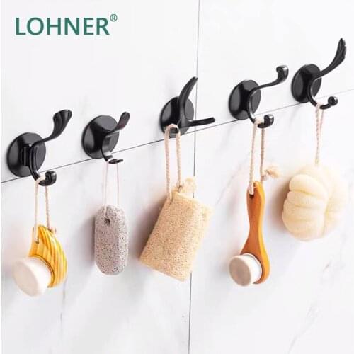 Lohner New Alumimum Single Wall Towel Hook Row Activity Door Hole-Free Handdoek Haakjes Ganchos De Pared Bathroom Hanger