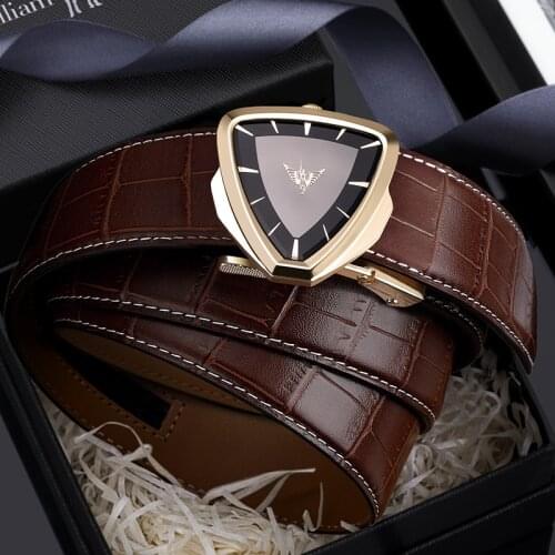 Mens leather belt youth automatic buckle casual trend Korean version of the personality of the wild leather pants belt