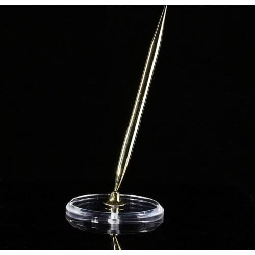 New Metal Beads Pen with round Acrylic Crystal Pen Holder Office Metal Pen Factory Wholesale