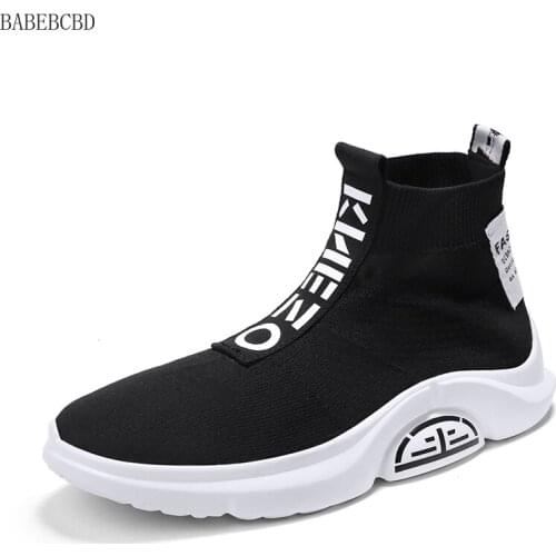 2019 Autumn high - top canvas mens shoes sports casual board shoes male teenagers a foot socks tide shoes mens sneakers