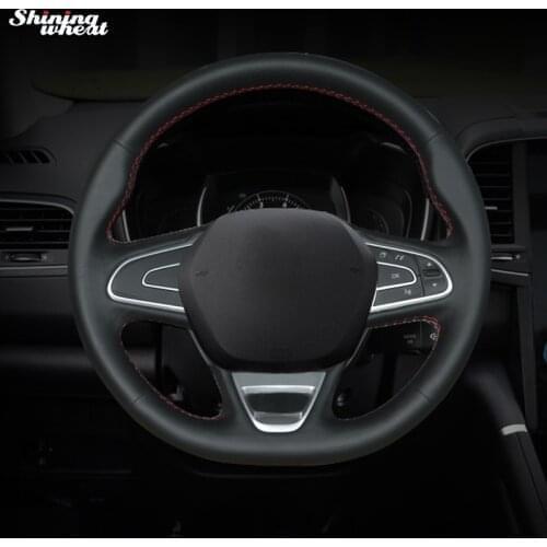 BANNIS Black Genuine Leather Car Steering Wheel Cover for Renault Kadjar Koleos Megane Talisman Scenic 2016 2017