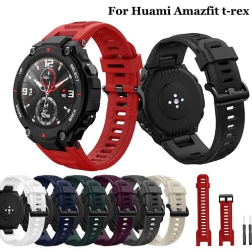 Adjustable Strap For Amazfit T-Rex Strap Silicone sport Replacement Watchband For Xiaomi Huami For Amazfit T-Rex Smart Watch
