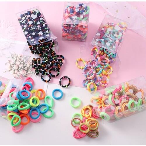 50PCS/Set 3CM Girls Cute Small Ring Rubber Band Children Lovely Elastic Hair Band Ponytail Holder Scrunchie Kid Hair Accessories