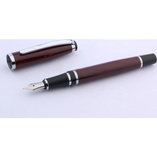 BAOER ice flower red silver Clip Medium Nib METAL classic modeling Fountain Pen