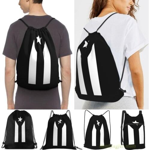 Puerto Rican Black Flag Women Drawstring Sackpack Gym Bags Men Outdoor Travel Backpacks For Training Fitness Swimming Bag