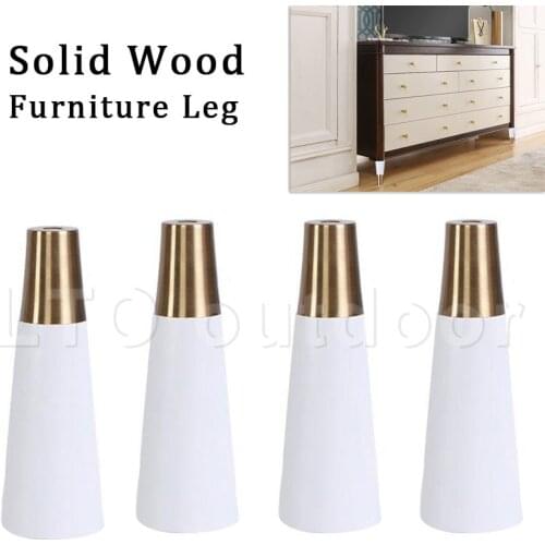 Solid Wood Furniture Legs Sofa Cabinet Foot Furniture Replacement Leg with Copper Sleeve, For Sofa Cabinet Coffee Table