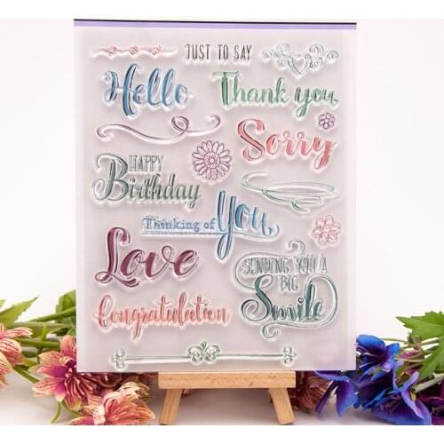Card Making Decorative Clear Seal TPR Multifunction Hello Pattern Transparent DIY Scrapbooking Photo Album Decor 14x18CM