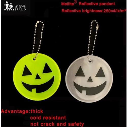 MEILITE 250 candle lights Halloween pumpkin monster Reflective keychains protection bag pendant key ings For traffic safety