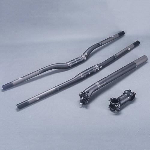 TOMTOU Cycling Mountain Bike Handlebar + Stem Setback Seatpost 20 Degrees Matte Black MTB Handlebars Sets Bicycle Parts - TG8T76