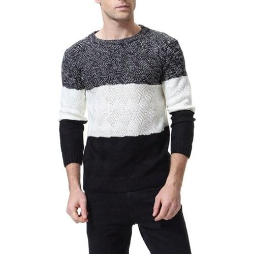 High quality men patchwork sweater long sleeve pullover autumn winter jumper mens knitted sweater clothes sueter hombre