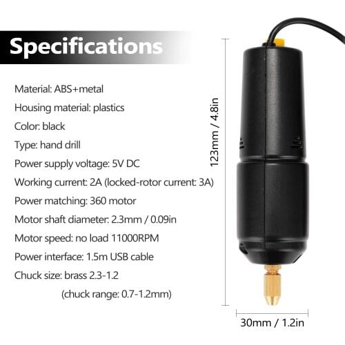 Z-U36 Mini Electric Drill Handheld for Pearl Epoxy Resin Jewelry Making Diy Wood Craft Tools with 5V USB Plug Jewelry Tools