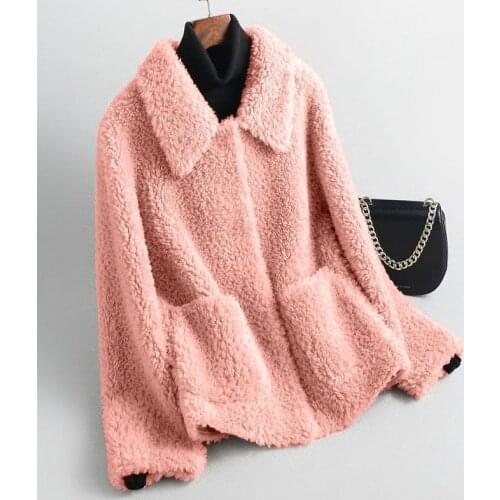 Women Autumn Winter Clothing Real Sheep Shearling Fur Coats Female Natural Wool Fur Outwear Lamb Fur Jackets Abrigo Mujer X98