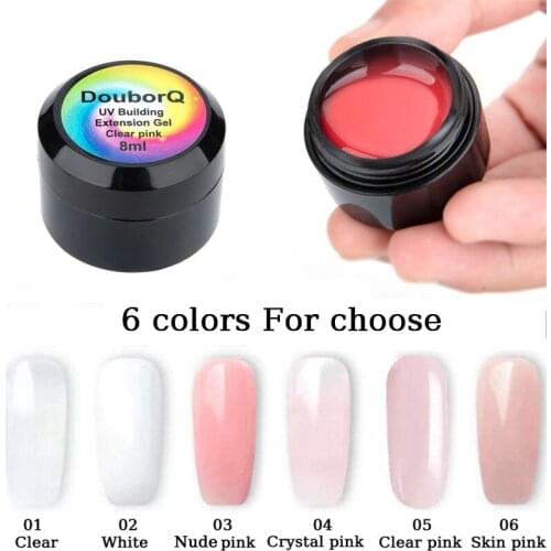 1Bottle 8ML 6Colors Nail Extension Gel Polish Quick Building No Nail Form No Harm UV Gel Nail Art UV Gel for Nail Extension