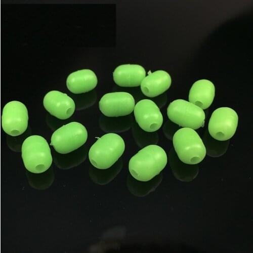 100pcs/lot Green Soft Rubber Cylinder Luminous Beads Lumo Glow Beans Fishing Soft Rubber Fishing accessories with jigging hook