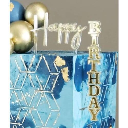 2Pcs/Set Happy Birthday Cake Topper Letter Party Supplies Happy Birthday Acrylic Cake Topper Party Supplies for Cupcake Decor