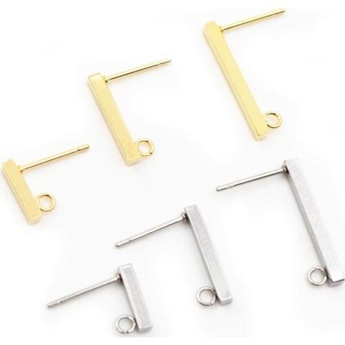 20pcs 10 15 20mm 316 Stainless Steel Earring Hooks Bar Tube Stud Earrings Ear Wires Connector DIY Jewelry Making Findings