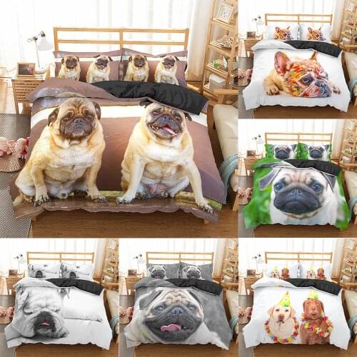 2021 3D Pug Dog Bedding Set Kids Duvet Cover Queen King Size Puppy Dogs Bedding Set Home textiles Quilt Cover with Pillowcase