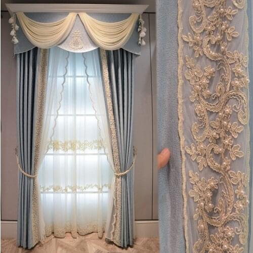 2021 Modern Minimalist Blue Blackout Curtains for Living Dining Room Bedroom Villa Atmospheric Curtains European New Style