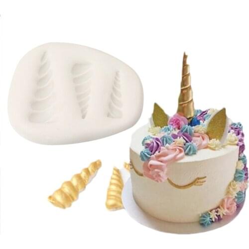 3D Unicorn Head Horn Molds White Silicone Molds Fondant Soap Moulds Cake Decorating Tools Kitchen Pastry Baking Tools