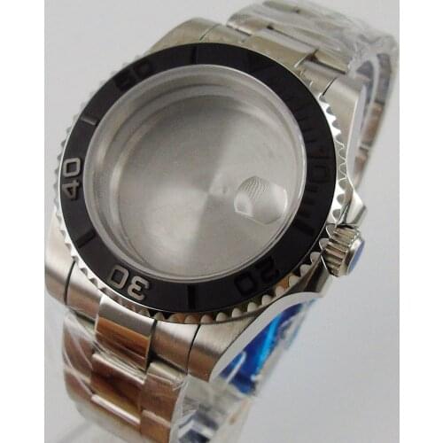 40mm Sapphire Glass ceramic bezel Date Watch Case fit 8215 2836 Movement