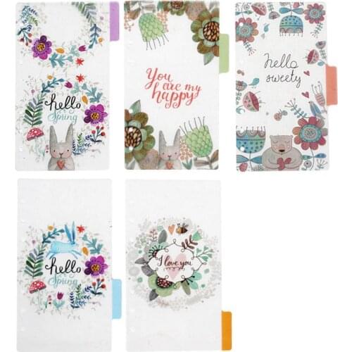 5Pcs A5/A6 6 Holes Colored index Page Spiral Book Loose Leaf Notebook Category Page Office Planner Accessories